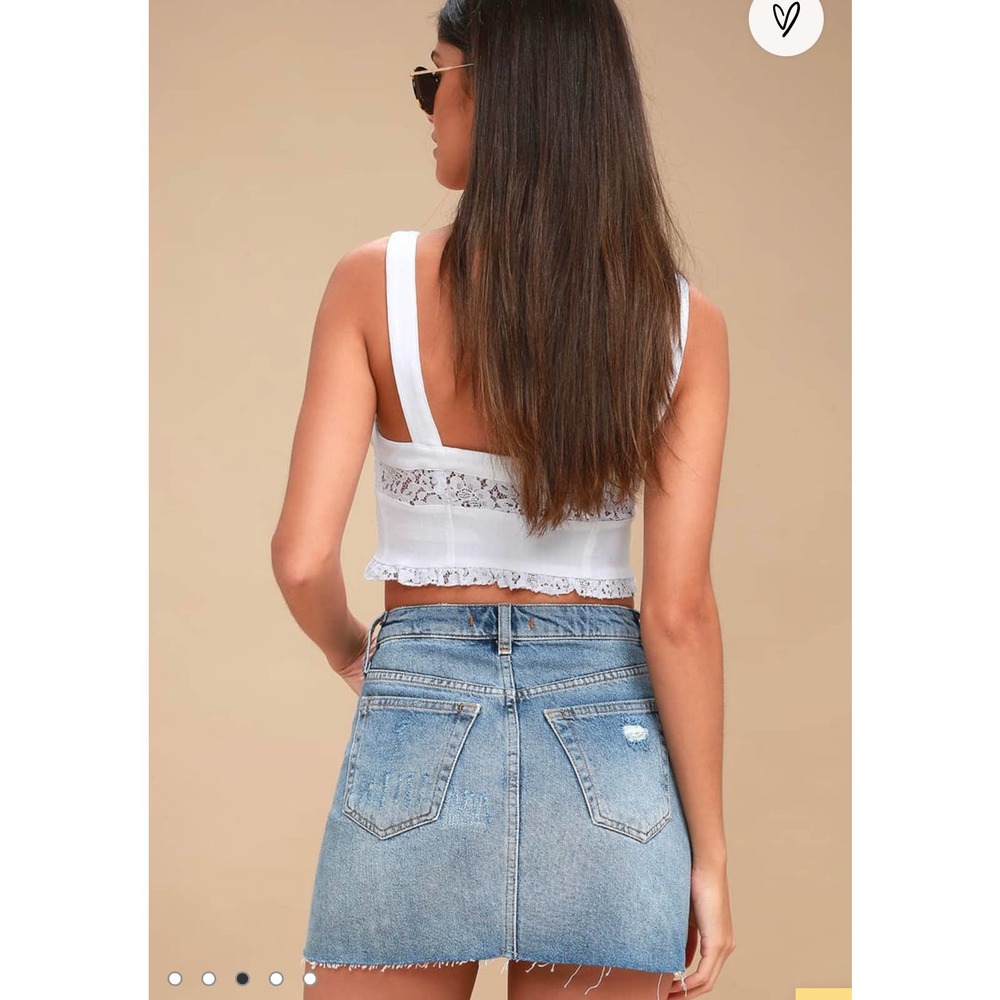 Free People Denim High Waisted Cutoff Mini Skirt Women size 28 - Picture 3 of 11